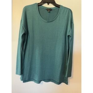 Banana Republic Women's Long Sleeve Crew Neck Relaxed Soft Green Top Tee Tunic S